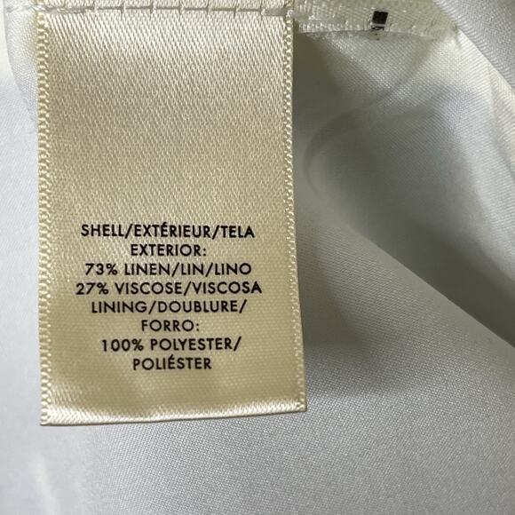 Ann Taylor Petite Linen Blend Coastal Nautical Blue White Fit Flare Dress 4P - Picture 12 of 12